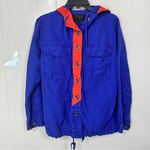 J. Crew Blue and Red Hooded Jacket